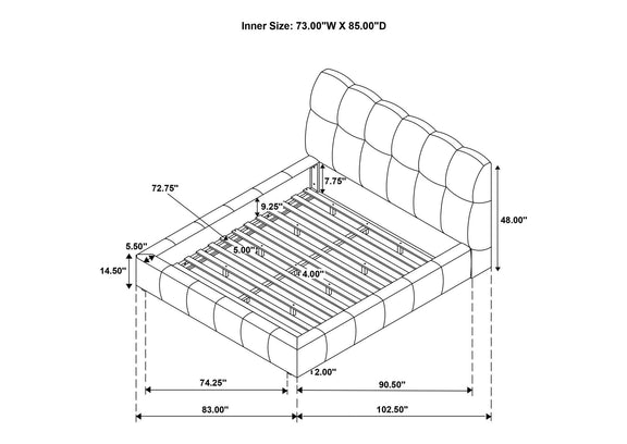 315917GRYKW Nollet 48-inch Upholstered California King Platform Bed Grey