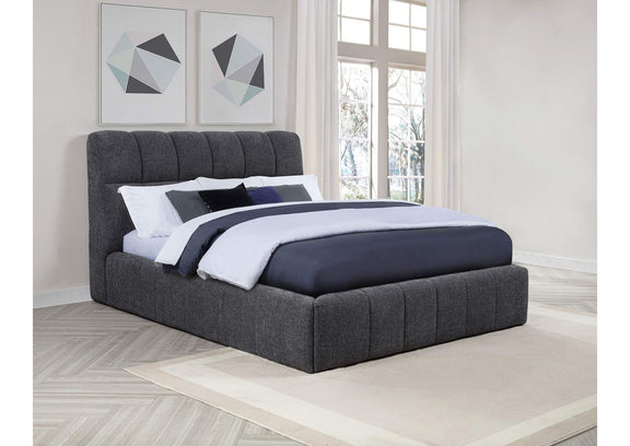 315917GRYQ Nollet 48-inch Upholstered Queen Panel Platform Bed Grey