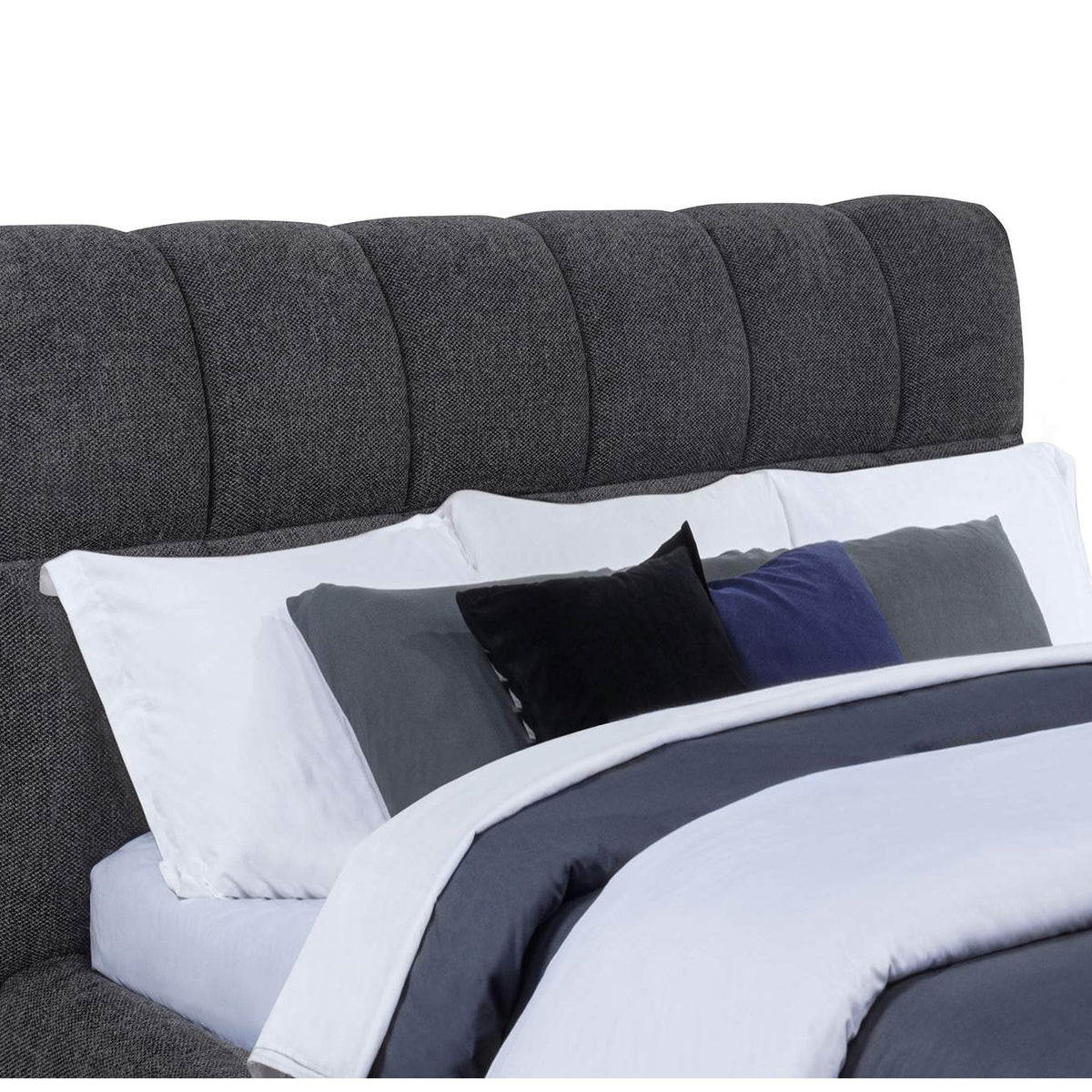 315917GRYQ Nollet 48-inch Upholstered Queen Panel Platform Bed Grey