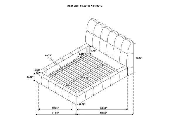 315917GRYQ Nollet 48-inch Upholstered Queen Panel Platform Bed Grey