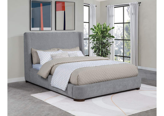 315928KE Rennes Upholstered Eastern King Wingback Platform Bed Grey