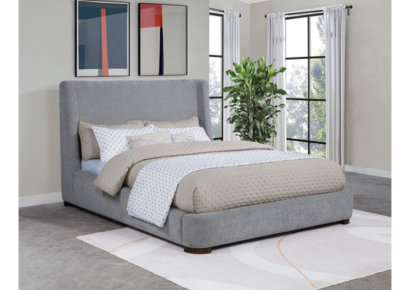 315928KE Rennes Upholstered Eastern King Wingback Platform Bed Grey