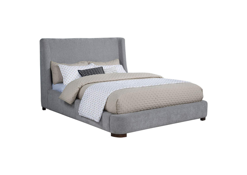 315928KE Rennes Upholstered Eastern King Wingback Platform Bed Grey