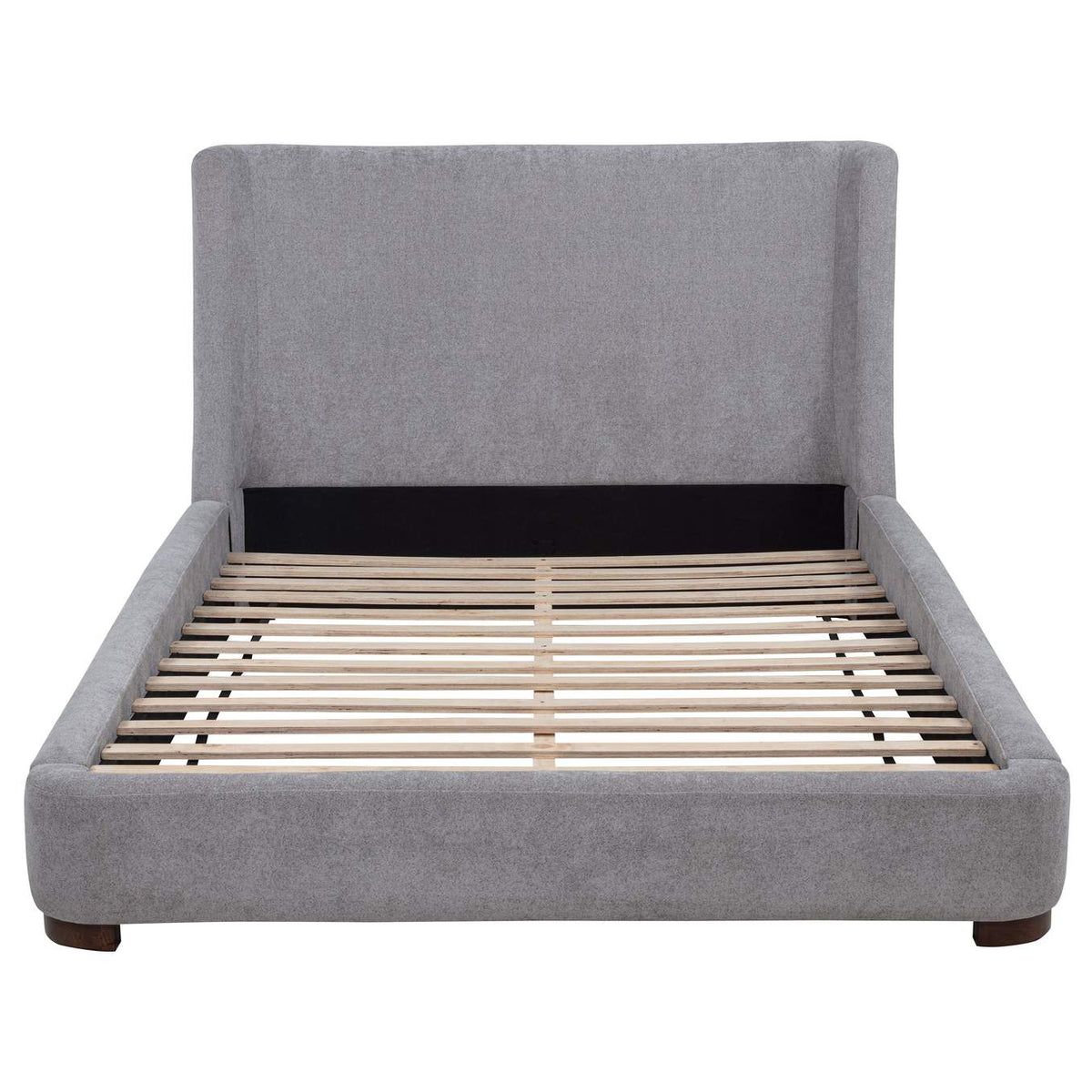 315928KE Rennes Upholstered Eastern King Wingback Platform Bed Grey