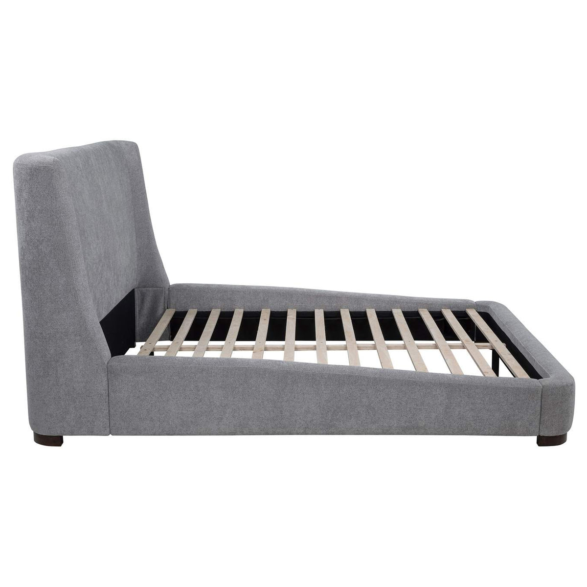 315928KE Rennes Upholstered Eastern King Wingback Platform Bed Grey