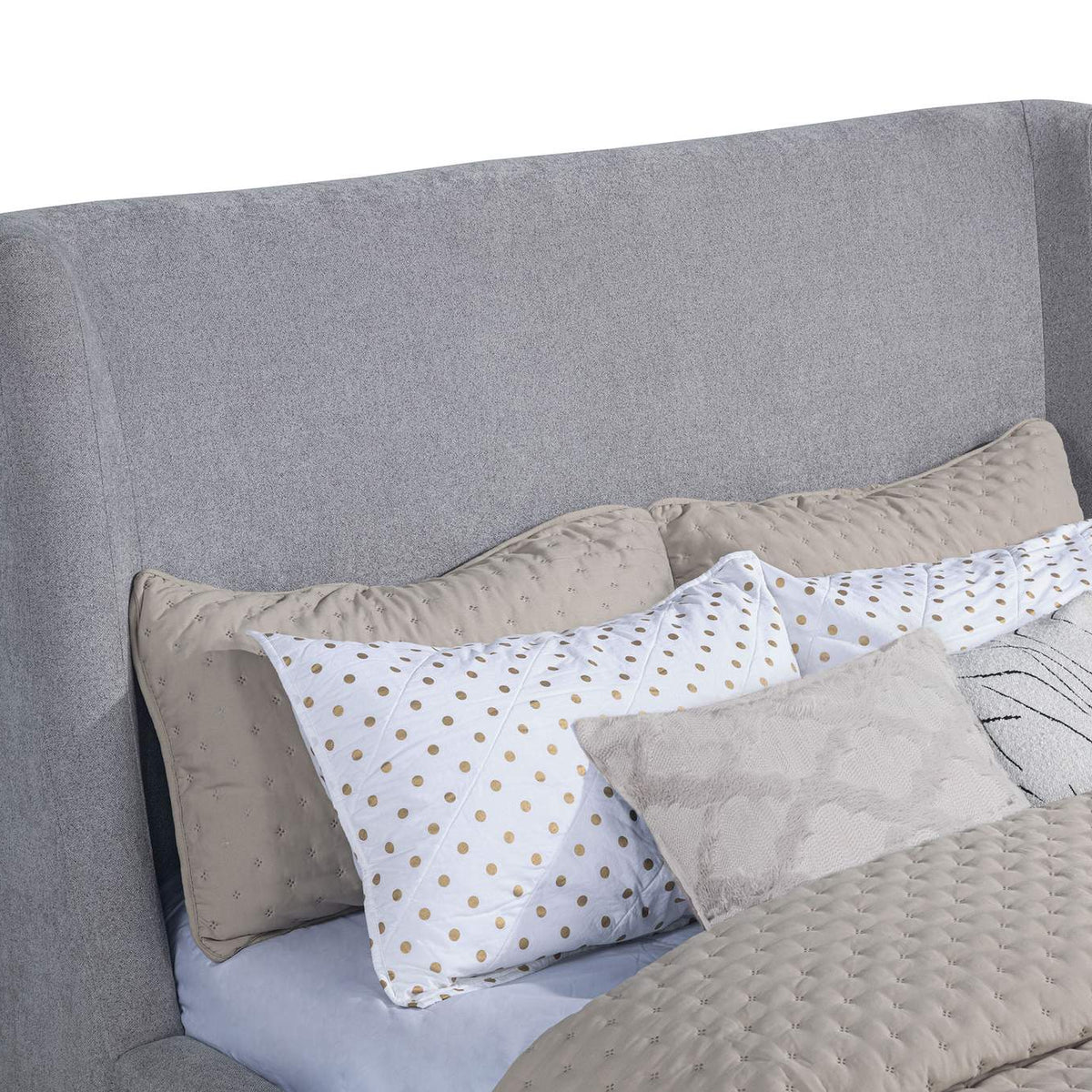 315928KE Rennes Upholstered Eastern King Wingback Platform Bed Grey
