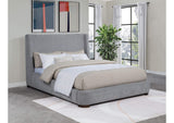 315928Q Rennes Upholstered Queen Wingback Platform Bed Grey