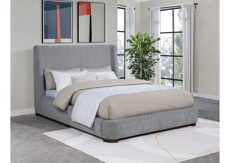 315928Q Rennes Upholstered Queen Wingback Platform Bed Grey