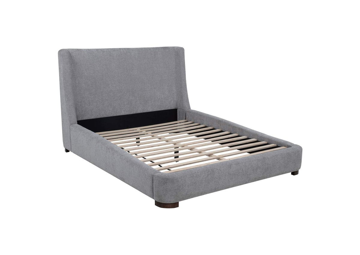 315928Q Rennes Upholstered Queen Wingback Platform Bed Grey
