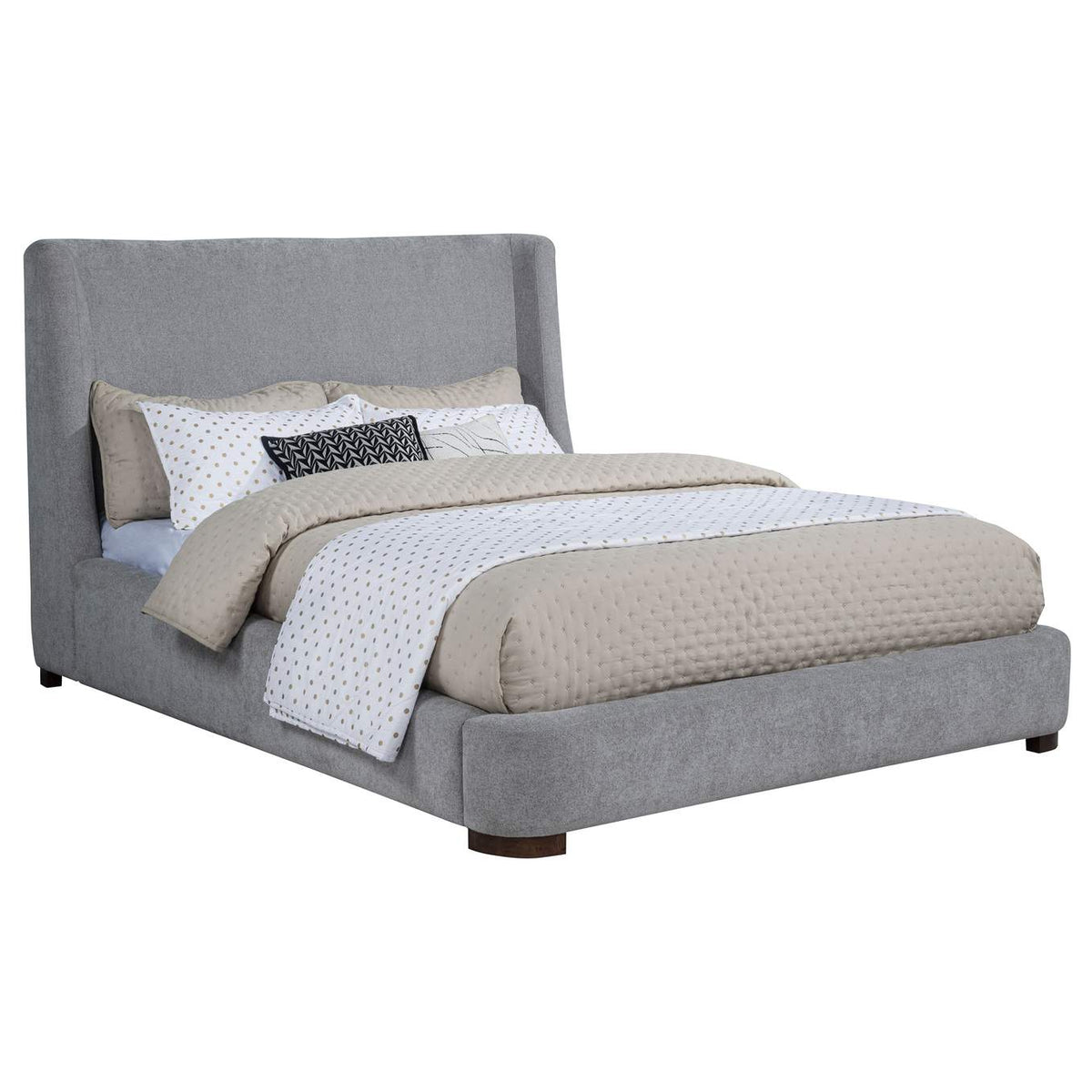 315928Q Rennes Upholstered Queen Wingback Platform Bed Grey
