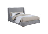 315928Q Rennes Upholstered Queen Wingback Platform Bed Grey