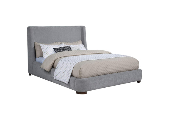 315928Q Rennes Upholstered Queen Wingback Platform Bed Grey