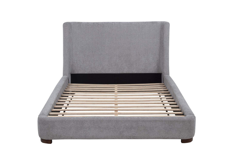 315928Q Rennes Upholstered Queen Wingback Platform Bed Grey