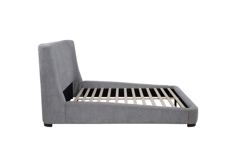 315928Q Rennes Upholstered Queen Wingback Platform Bed Grey