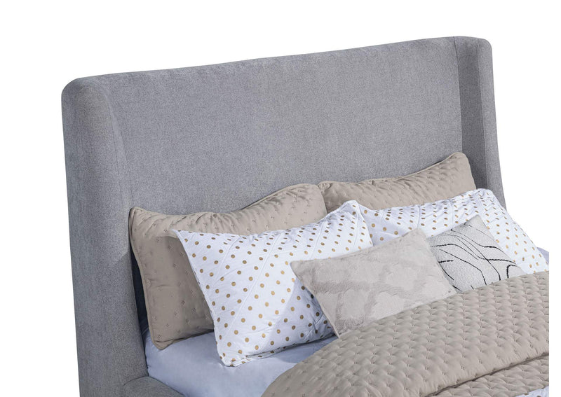 315928Q Rennes Upholstered Queen Wingback Platform Bed Grey