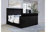 315945KE Centergrove Upholstered Eastern King Wingback TV Bed Black