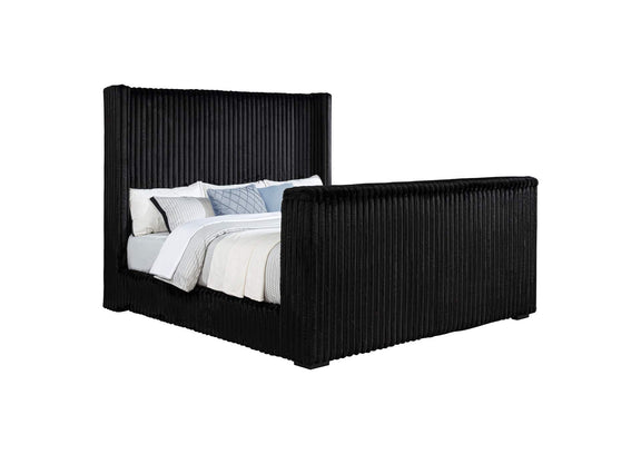 315945KE Centergrove Upholstered Eastern King Wingback TV Bed Black