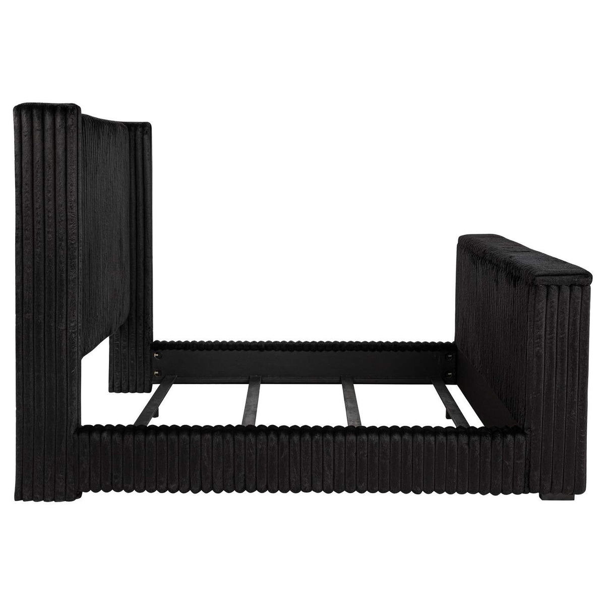 315945KE Centergrove Upholstered Eastern King Wingback TV Bed Black
