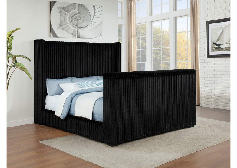 315945KW Centergrove Upholstered California King Wingback TV Bed Black