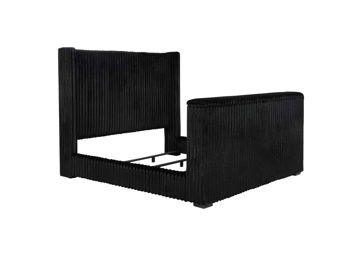 315945KW Centergrove Upholstered California King Wingback TV Bed Black