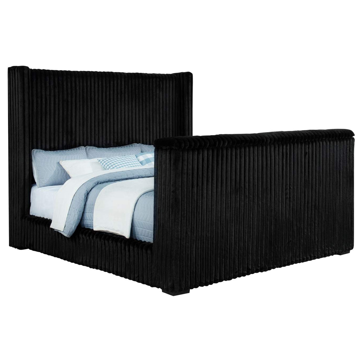 315945KW Centergrove Upholstered California King Wingback TV Bed Black
