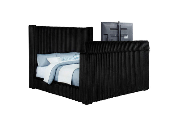 315945KW Centergrove Upholstered California King Wingback TV Bed Black