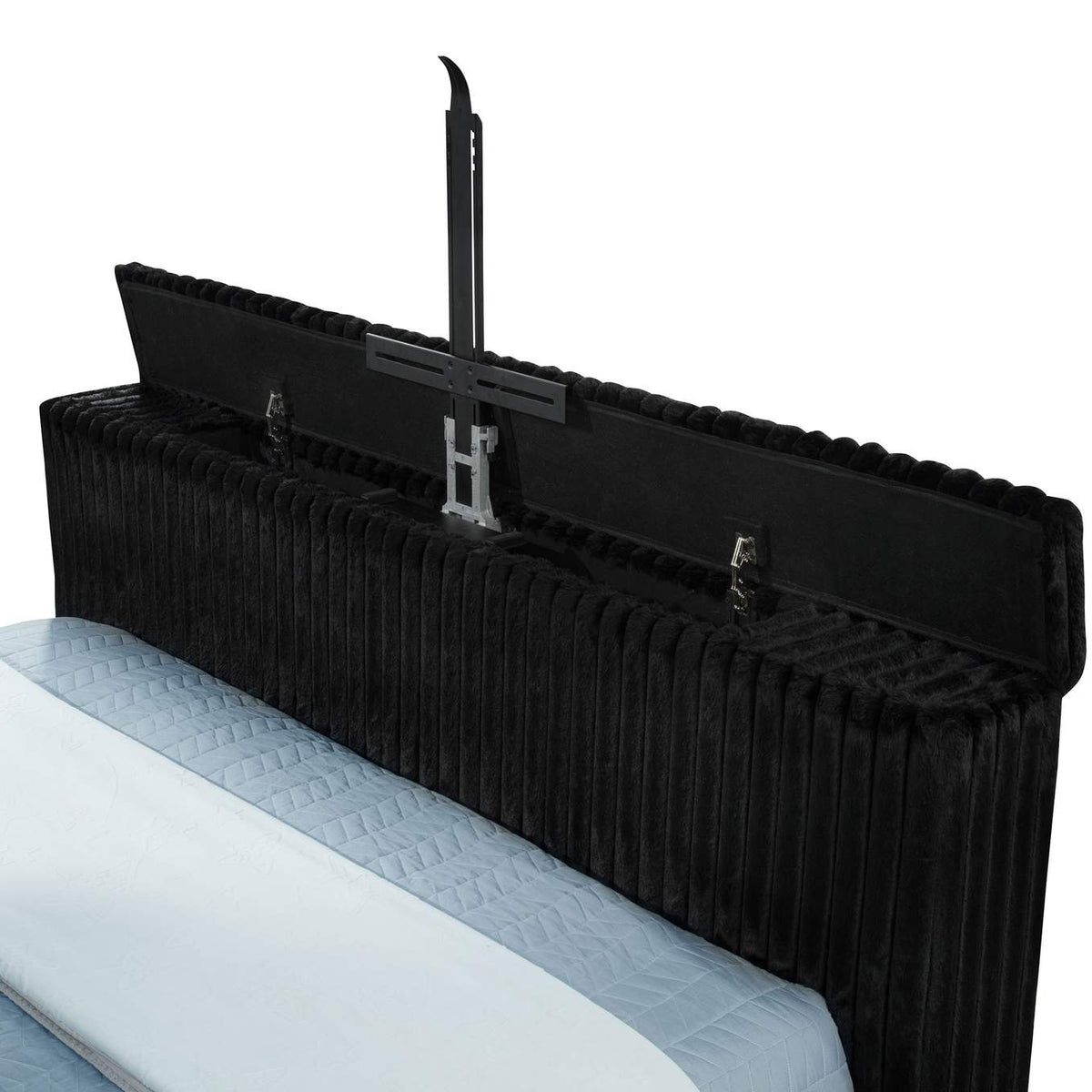 315945KW Centergrove Upholstered California King Wingback TV Bed Black