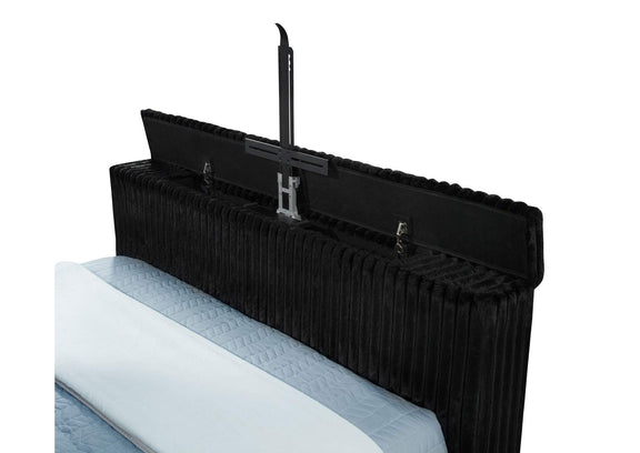 315945KW Centergrove Upholstered California King Wingback TV Bed Black