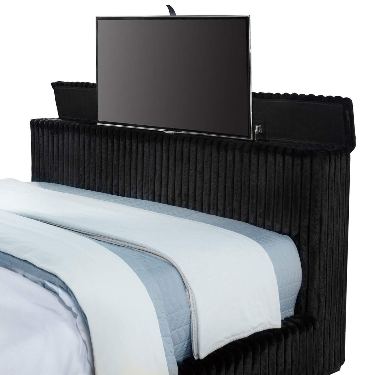 315945KW Centergrove Upholstered California King Wingback TV Bed Black
