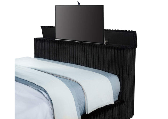 315945KW Centergrove Upholstered California King Wingback TV Bed Black