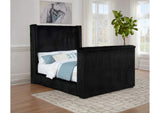 315945Q Centergrove Upholstered Queen Wingback TV Bed Black