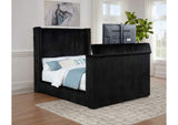 315945Q Centergrove Upholstered Queen Wingback TV Bed Black