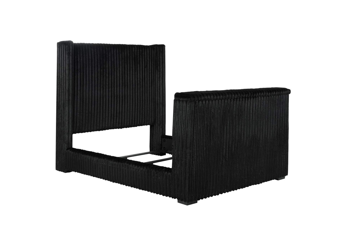 315945Q Centergrove Upholstered Queen Wingback TV Bed Black