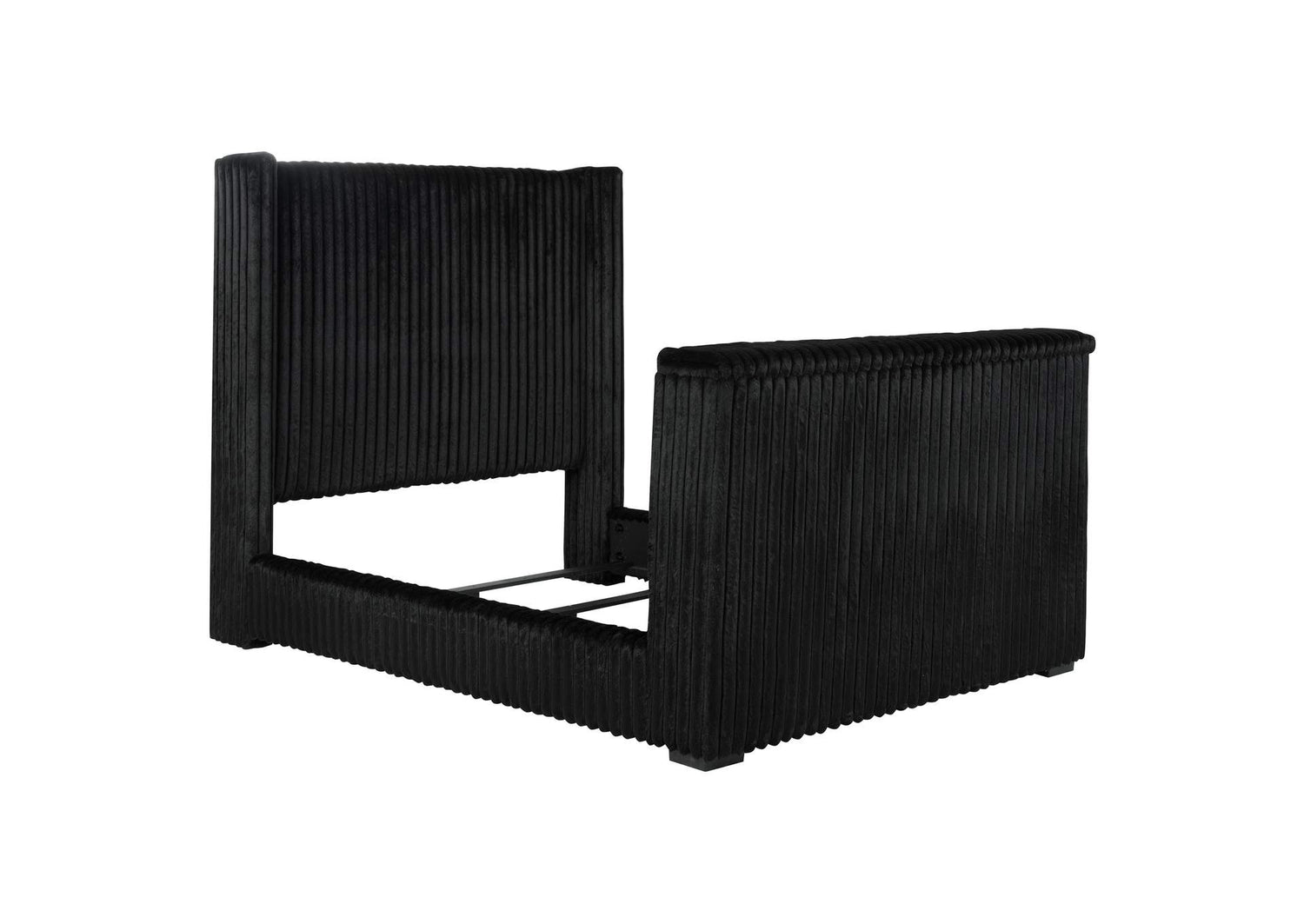 315945Q Centergrove Upholstered Queen Wingback TV Bed Black