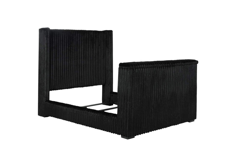 315945Q Centergrove Upholstered Queen Wingback TV Bed Black
