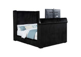 315945Q Centergrove Upholstered Queen Wingback TV Bed Black