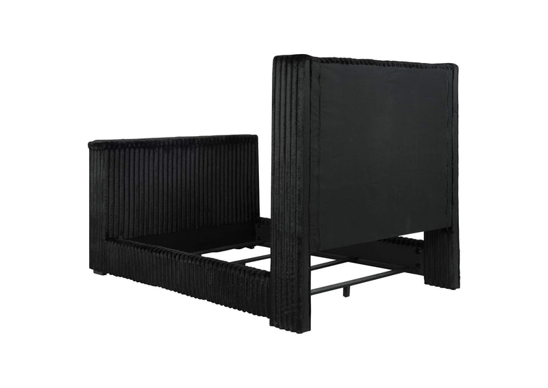 315945Q Centergrove Upholstered Queen Wingback TV Bed Black