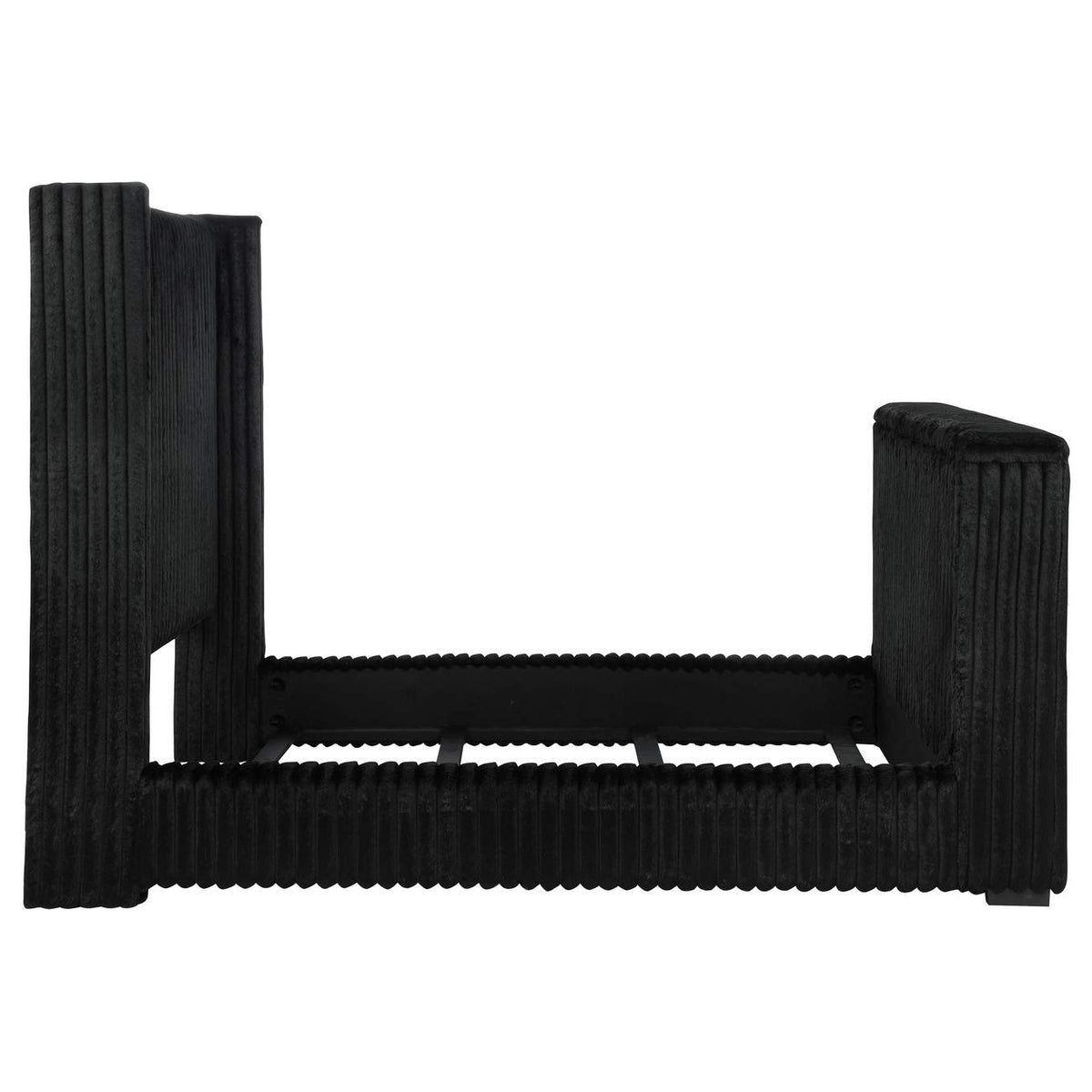 315945Q Centergrove Upholstered Queen Wingback TV Bed Black