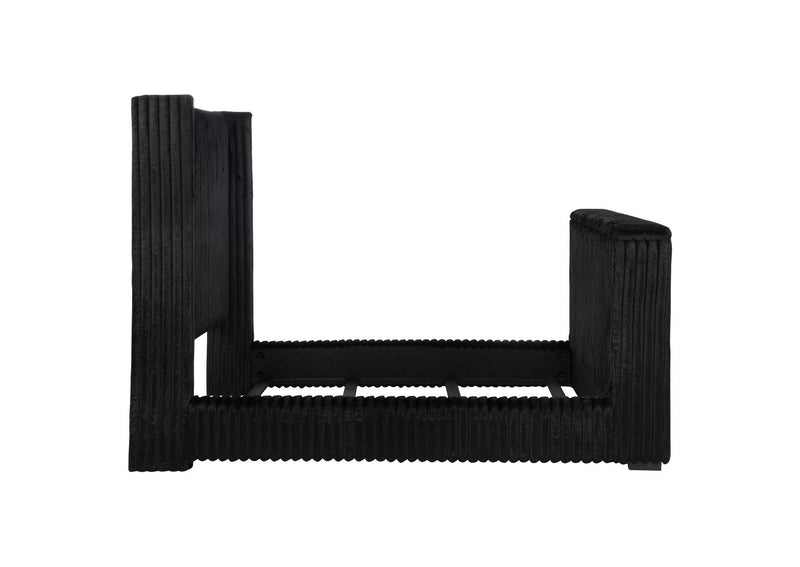 315945Q Centergrove Upholstered Queen Wingback TV Bed Black