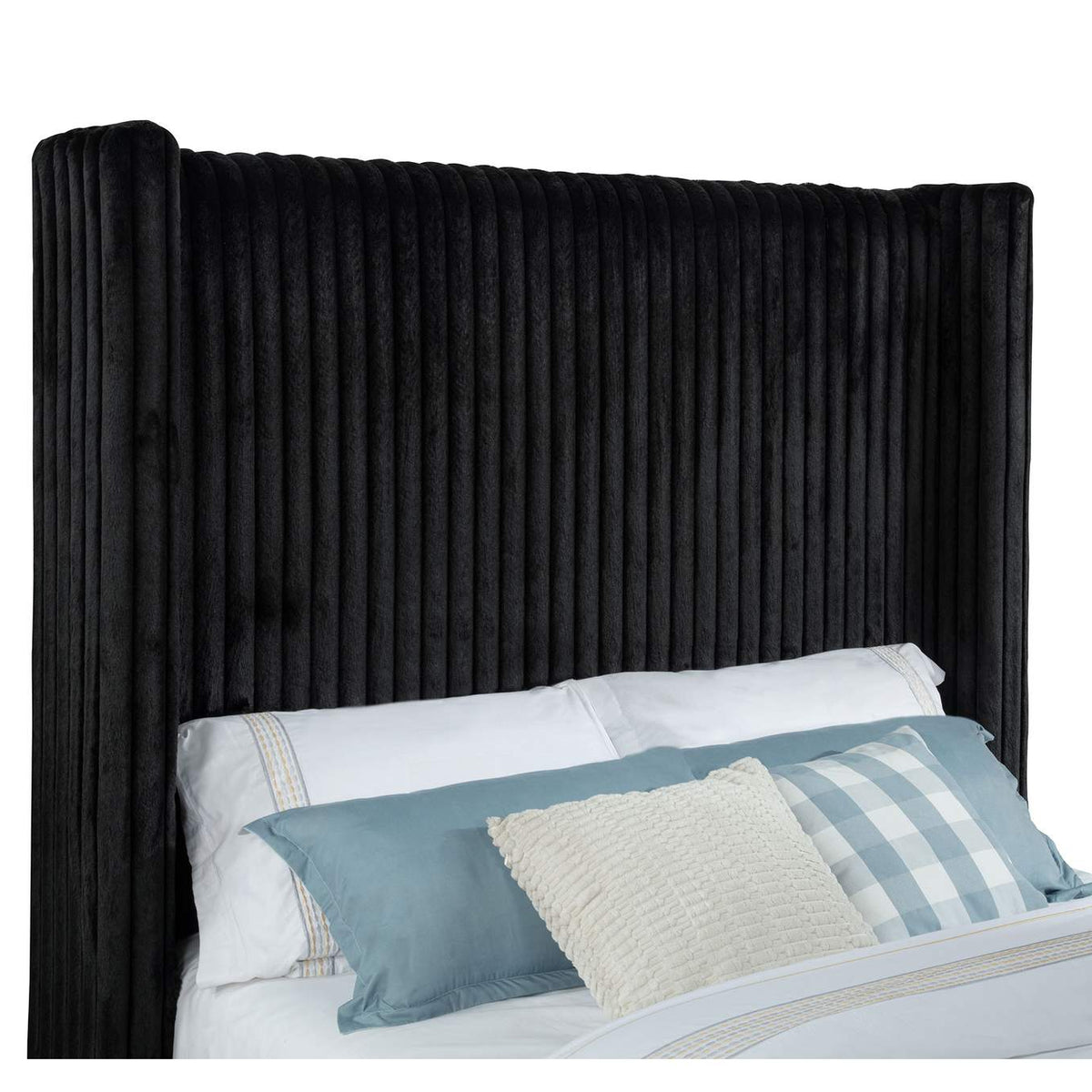 315945Q Centergrove Upholstered Queen Wingback TV Bed Black