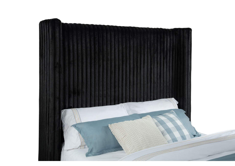 315945Q Centergrove Upholstered Queen Wingback TV Bed Black