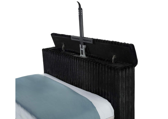 315945Q Centergrove Upholstered Queen Wingback TV Bed Black