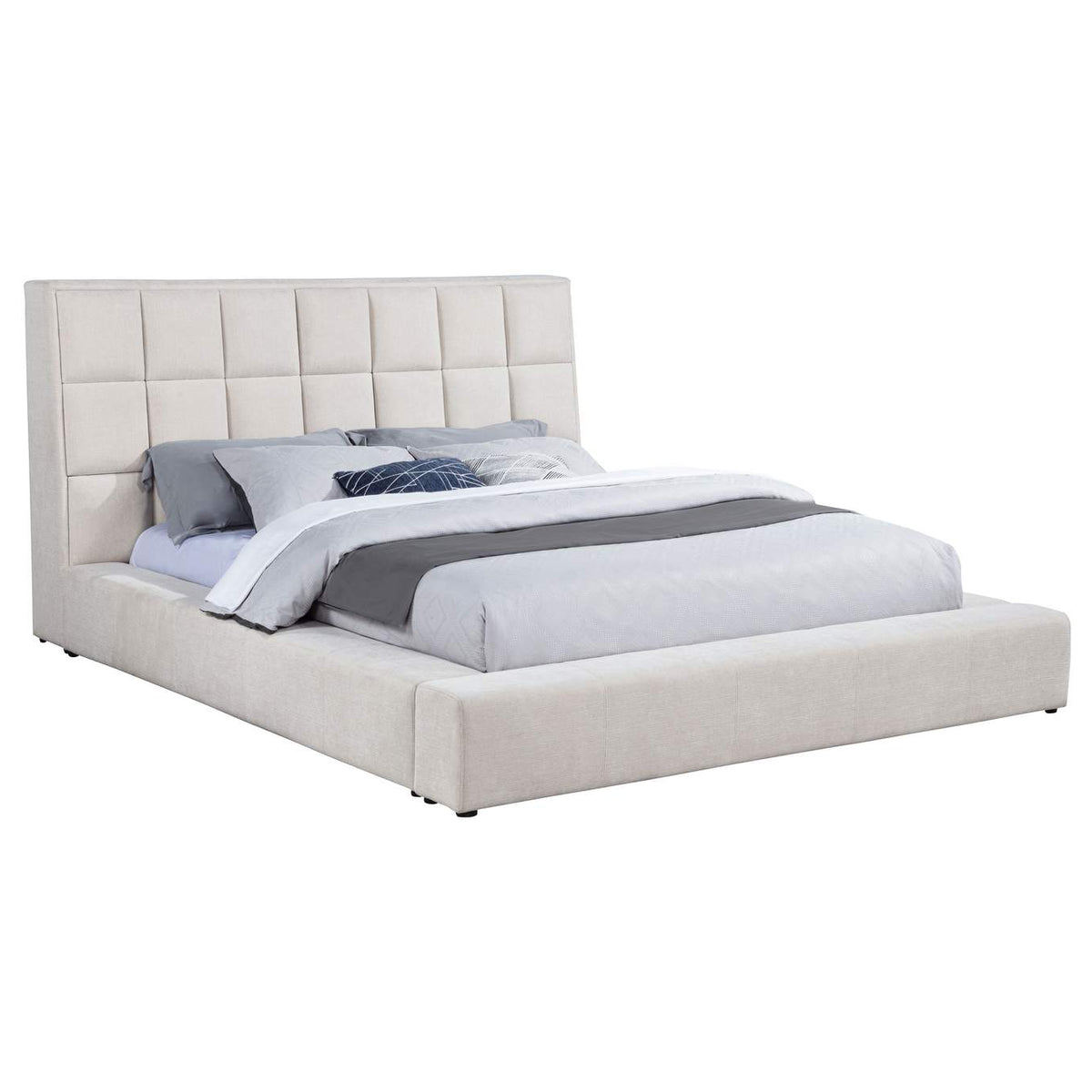 315948CRMKE Dreux Upholstered Eastern King Panel Platform Bed Cream