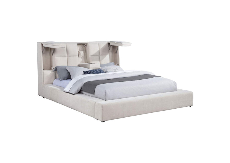 315948CRMKE Dreux Upholstered Eastern King Panel Platform Bed Cream