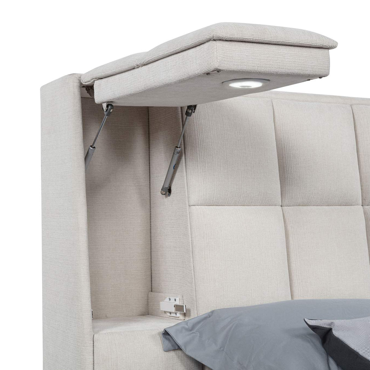 315948CRMKE Dreux Upholstered Eastern King Panel Platform Bed Cream