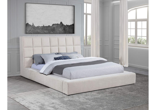 315948CRMKW Dreux Upholstered California King Panel Platform Bed Cream