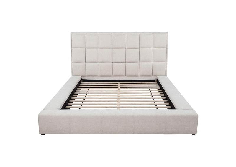 315948CRMKW Dreux Upholstered California King Panel Platform Bed Cream