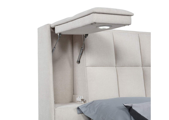 315948CRMKW Dreux Upholstered California King Panel Platform Bed Cream