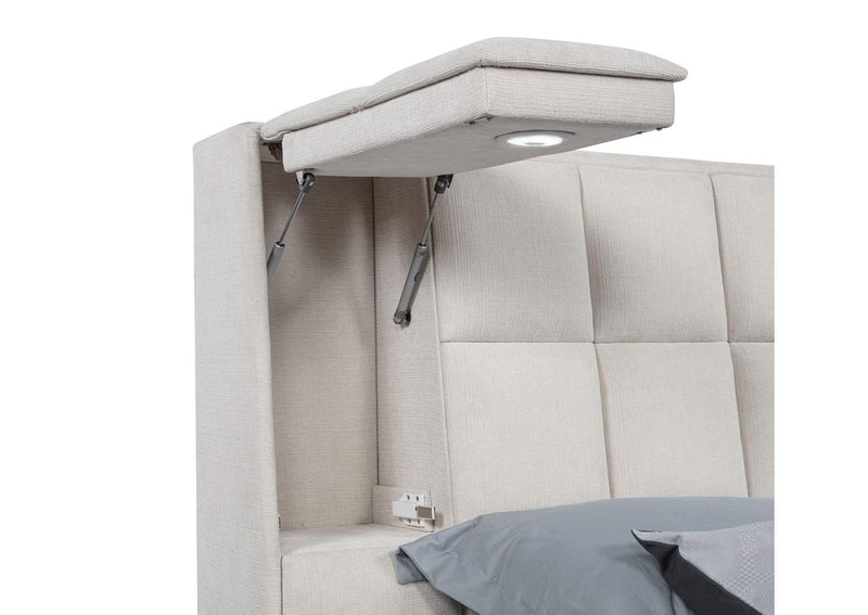 315948CRMKW Dreux Upholstered California King Panel Platform Bed Cream