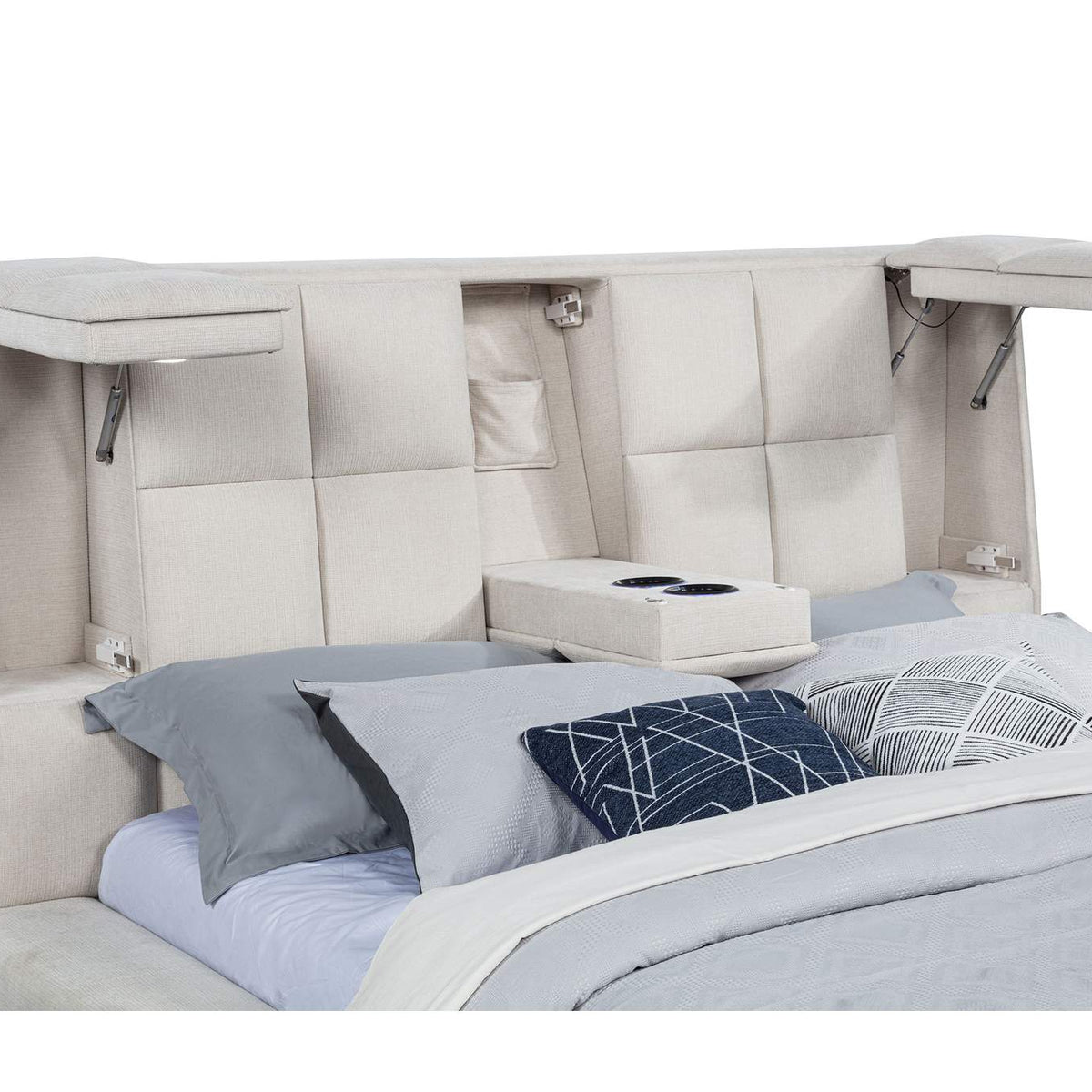 315948CRMKW Dreux Upholstered California King Panel Platform Bed Cream